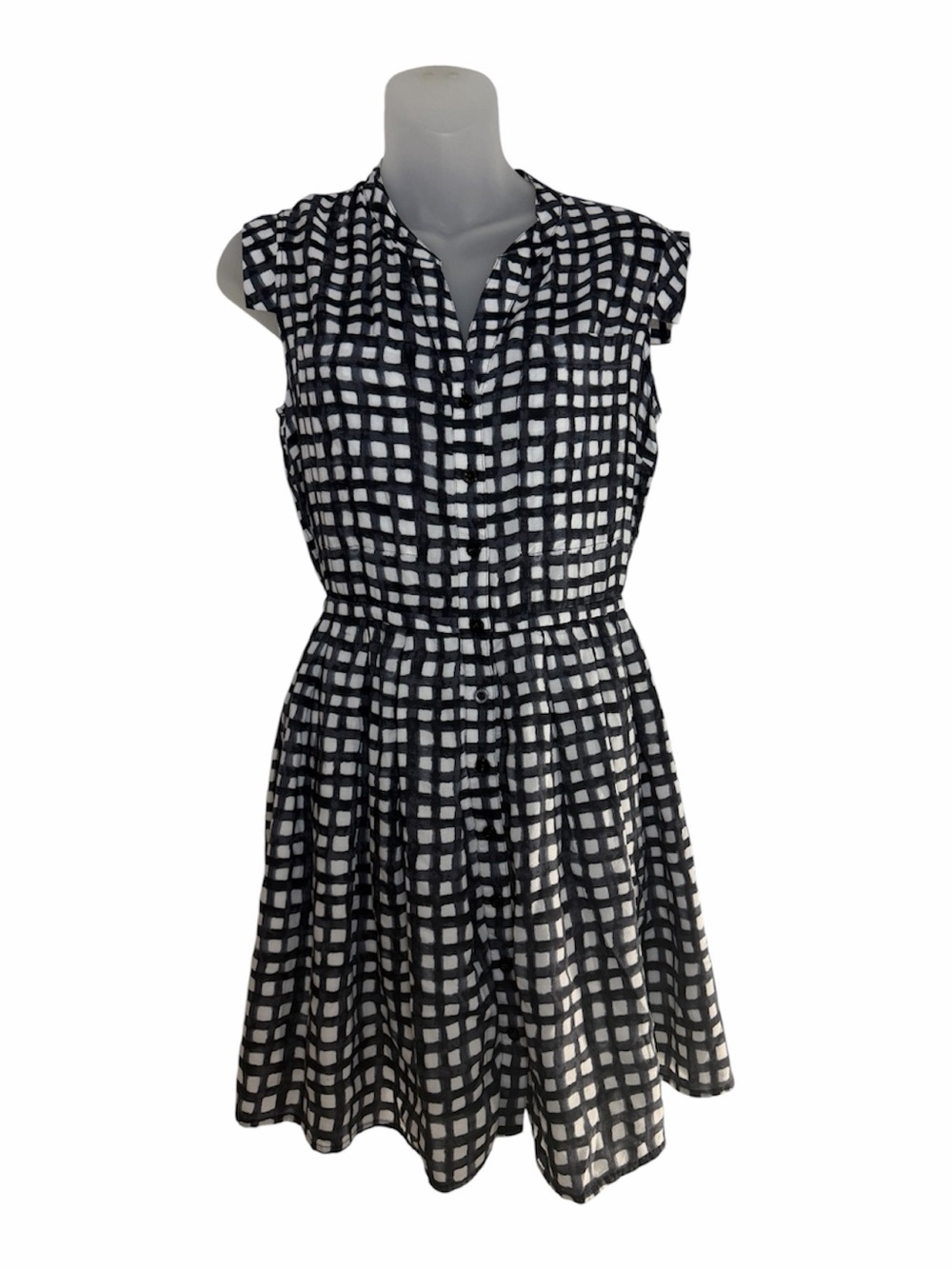 11.1 TYLHO Anthro Black White Check Shirt Dress S Petite